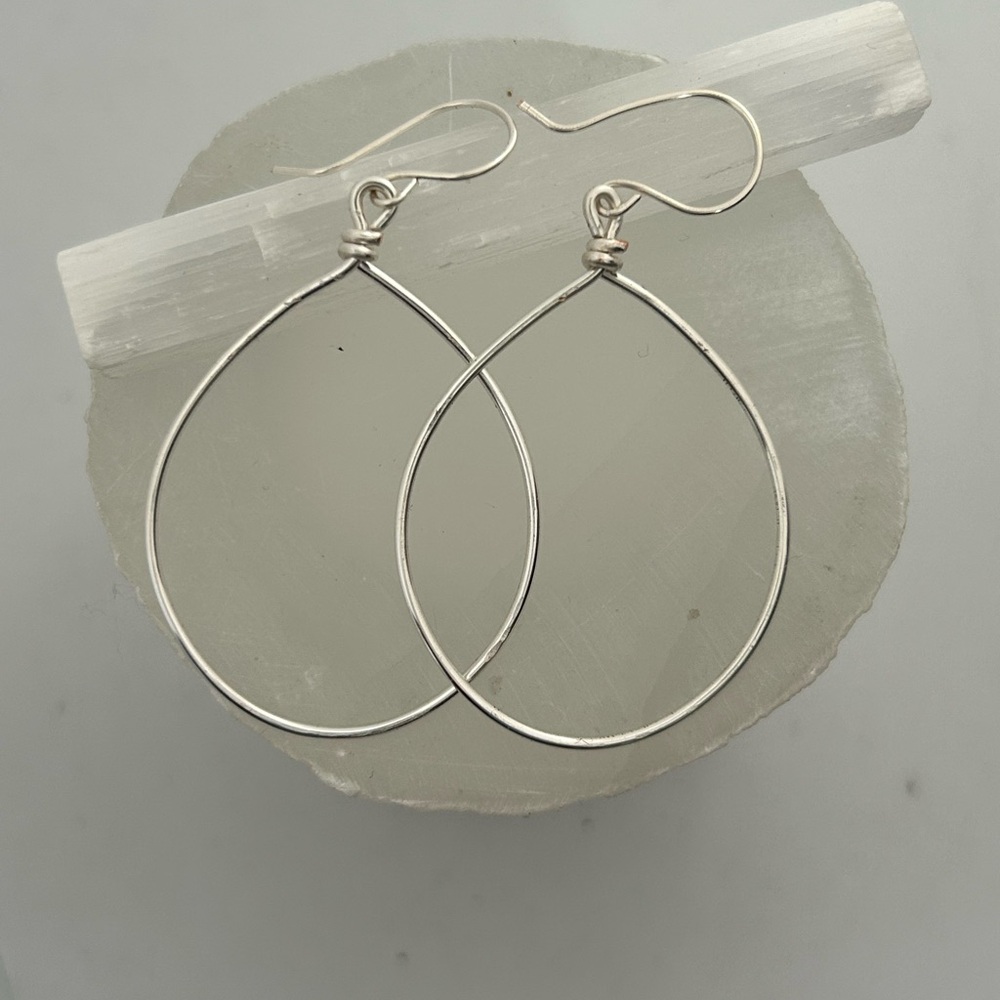 Boho Silver Teardrop hoop Earrings handmade